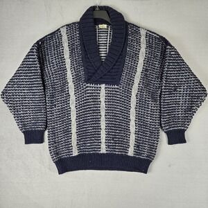 Vintage Bonner Of‎ Ireland Sweater Mens XL Shawl Collar Hand Loomed Blue Gray
